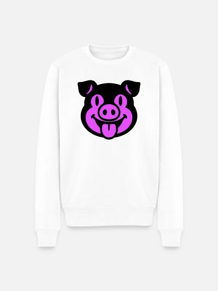 Piglet Pig Head - Men's Premium Organic Jumper - white