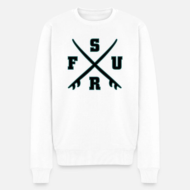 Surf Logo - Männer Premium Bio Pullover - Weiß