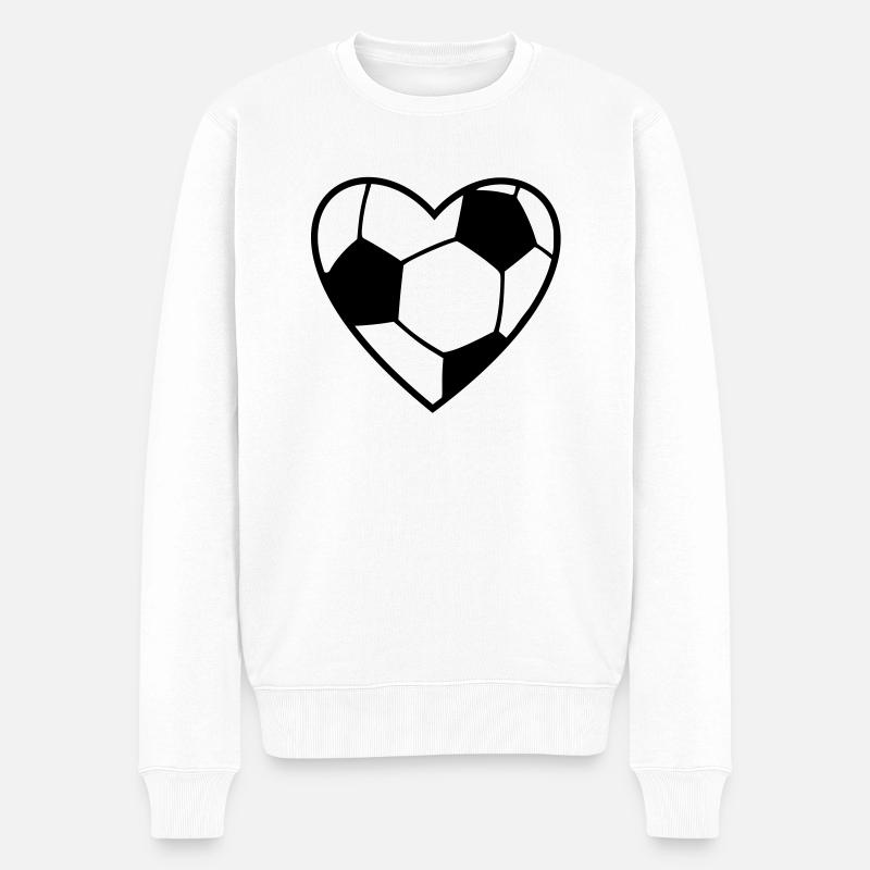 Fussball Herz 1c - Männer Premium Bio Pullover - Weiß