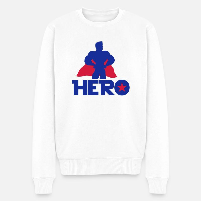 Hero Design - Männer Premium Bio Pullover - Weiß