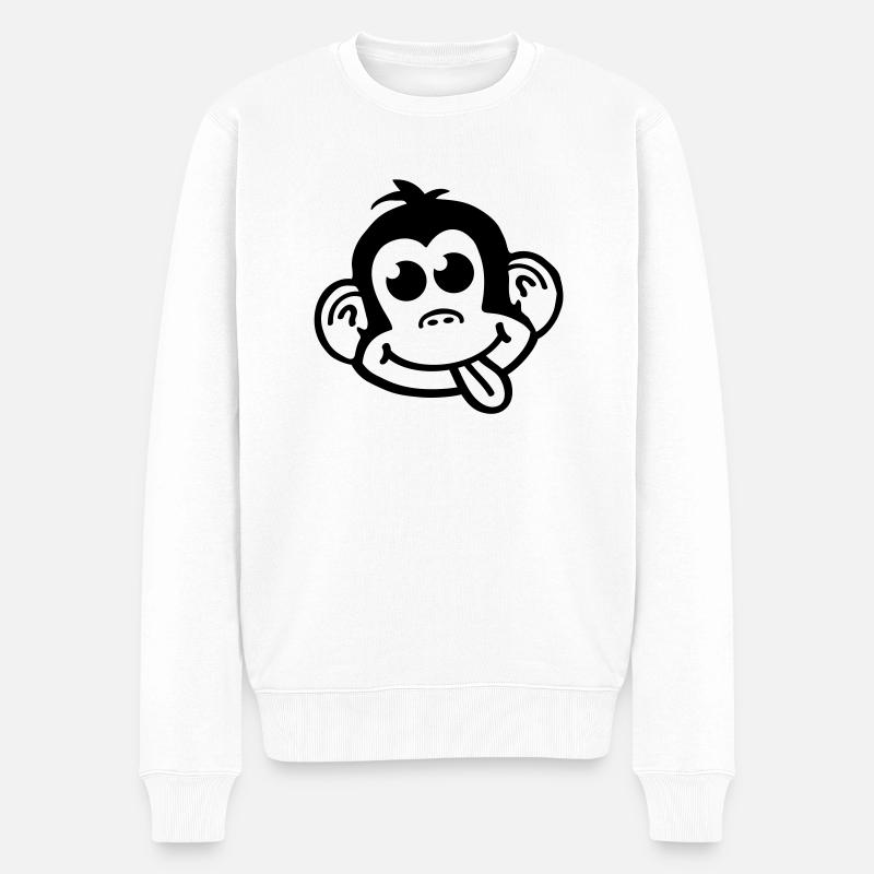 affe_crazy_smiley_a1 - Männer Premium Bio Pullover - Weiß