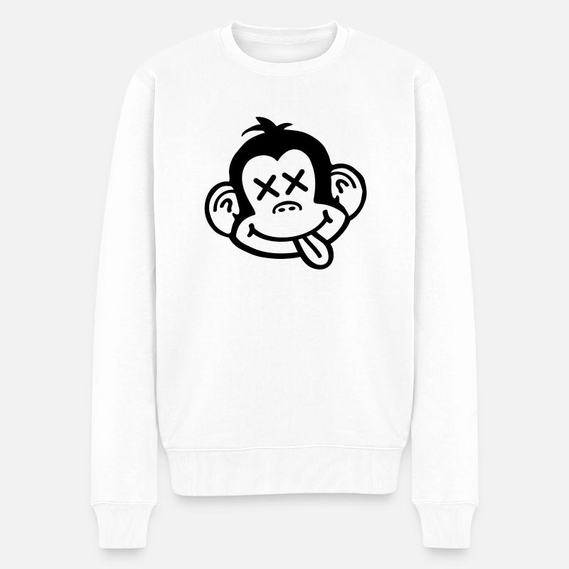 affe_crazy_smiley_aq1 - Pull Premium bio Homme - blanc