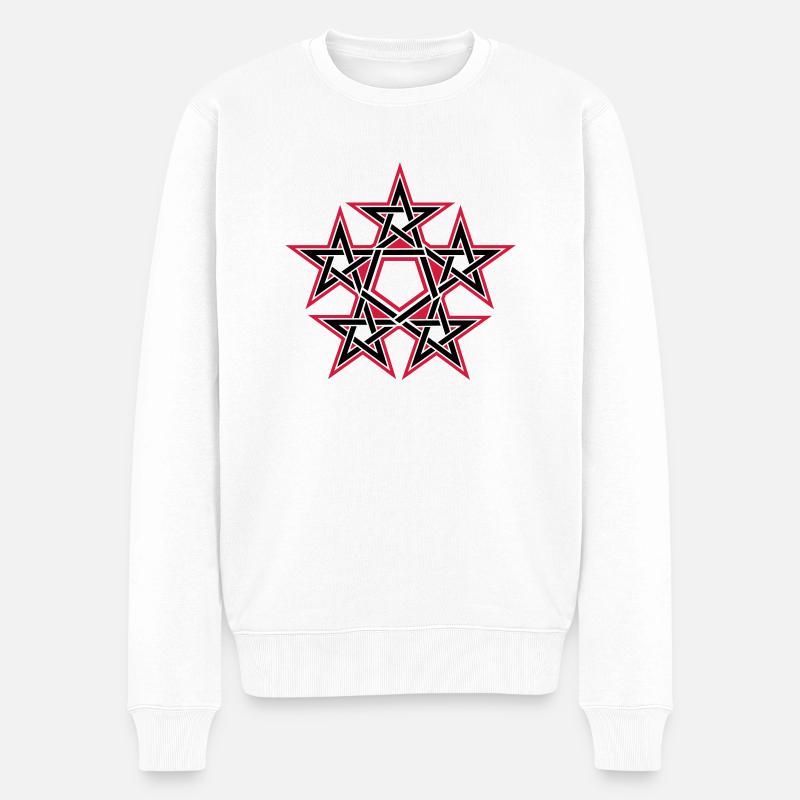 Pentagramme, 5 étoiles, Pentagone, Magique - Pull Premium bio Homme - blanc