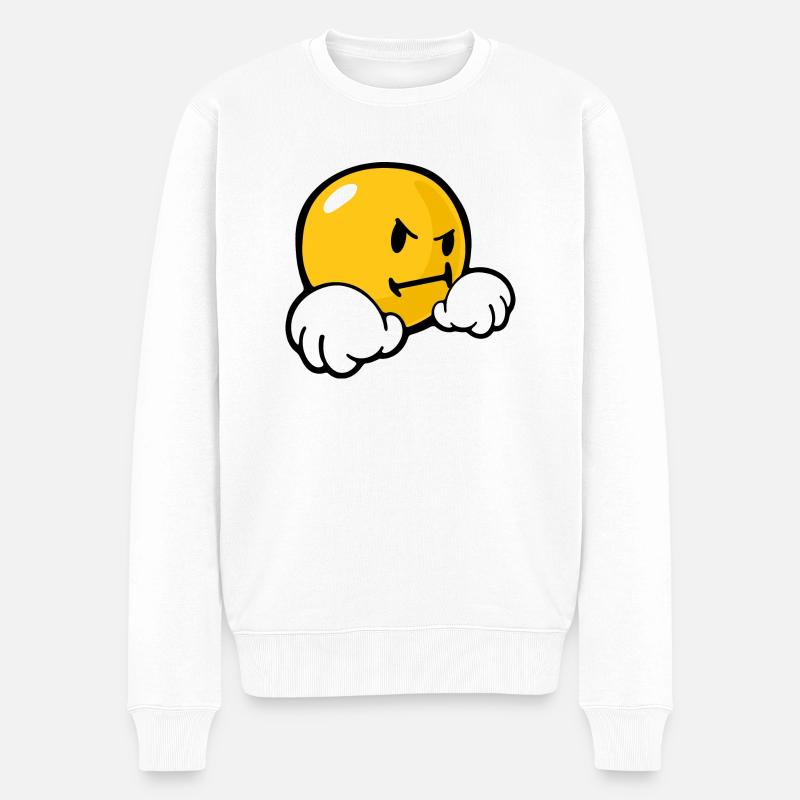 Smiley Stubborn - Männer Premium Bio Pullover - Weiß