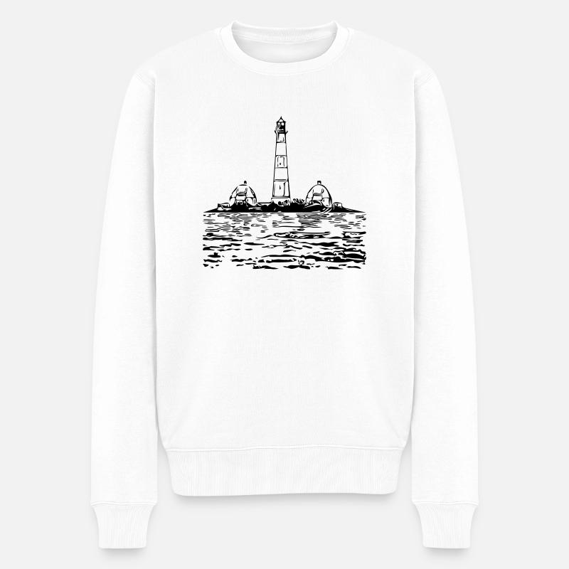 Leuchtturm im Meer - Männer Premium Bio Pullover - Weiß
