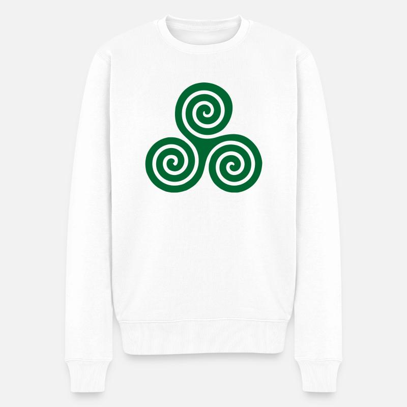 Triskelion grün - Männer Premium Bio Pullover - Weiß
