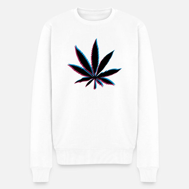 Weed 3D Effekt - Männer Premium Bio Pullover - Weiß
