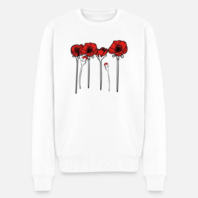 Mohnblumen - Männer Premium Bio Pullover - Weiß