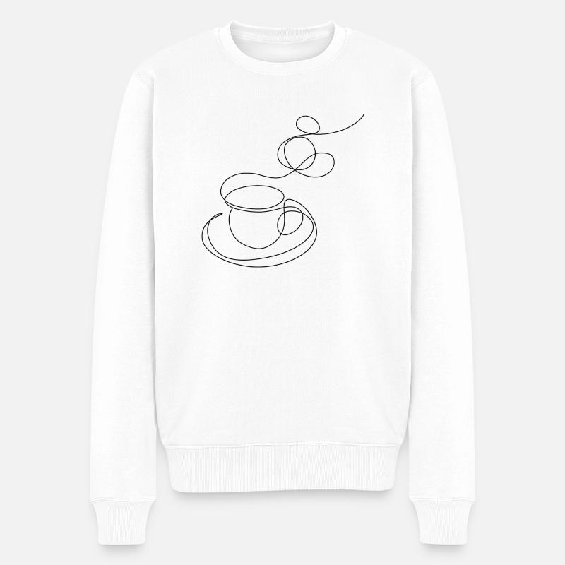 Kaffee lineart - Männer Premium Bio Pullover - Weiß