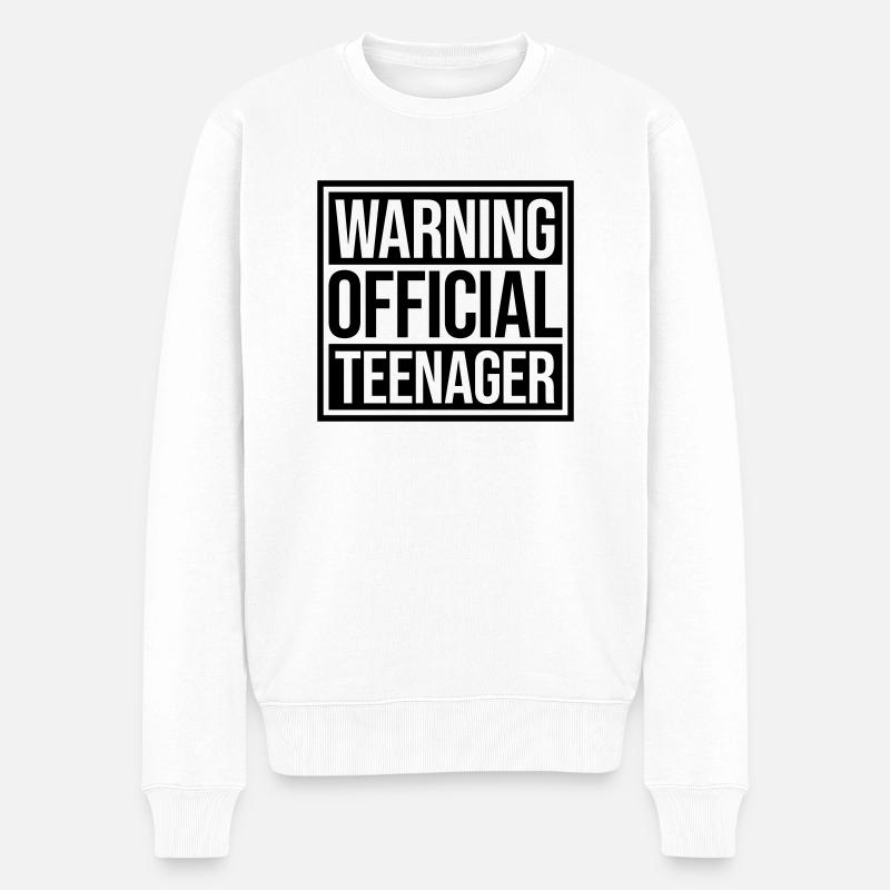 avertissement citation officielle d’adolescent - Pull Premium bio Homme - blanc