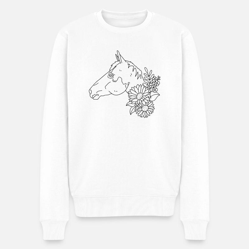 Pferd - Männer Premium Bio Pullover - Weiß