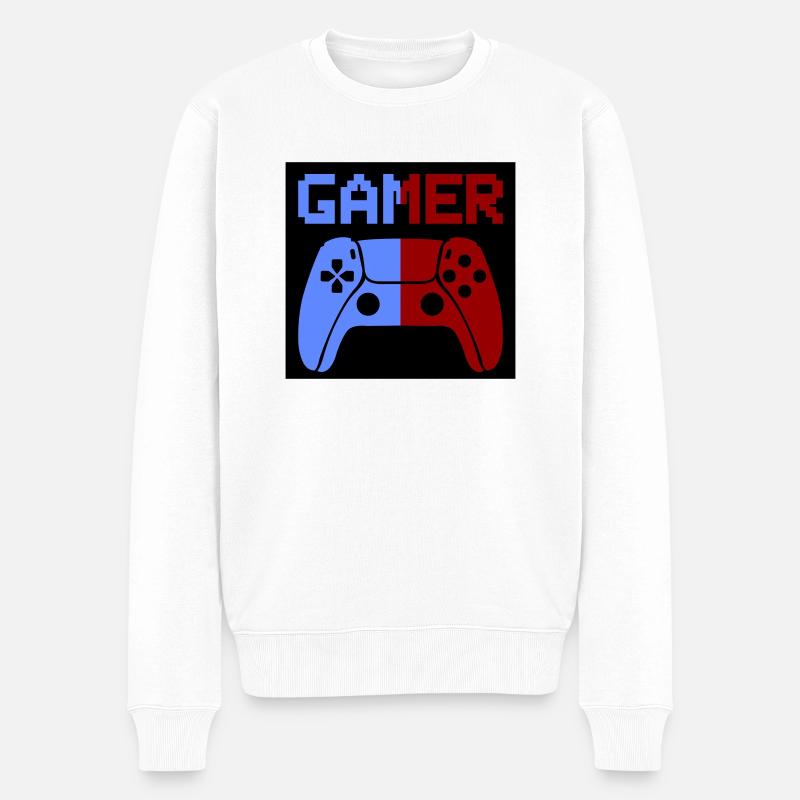 gamer controller - Männer Premium Bio Pullover - Weiß