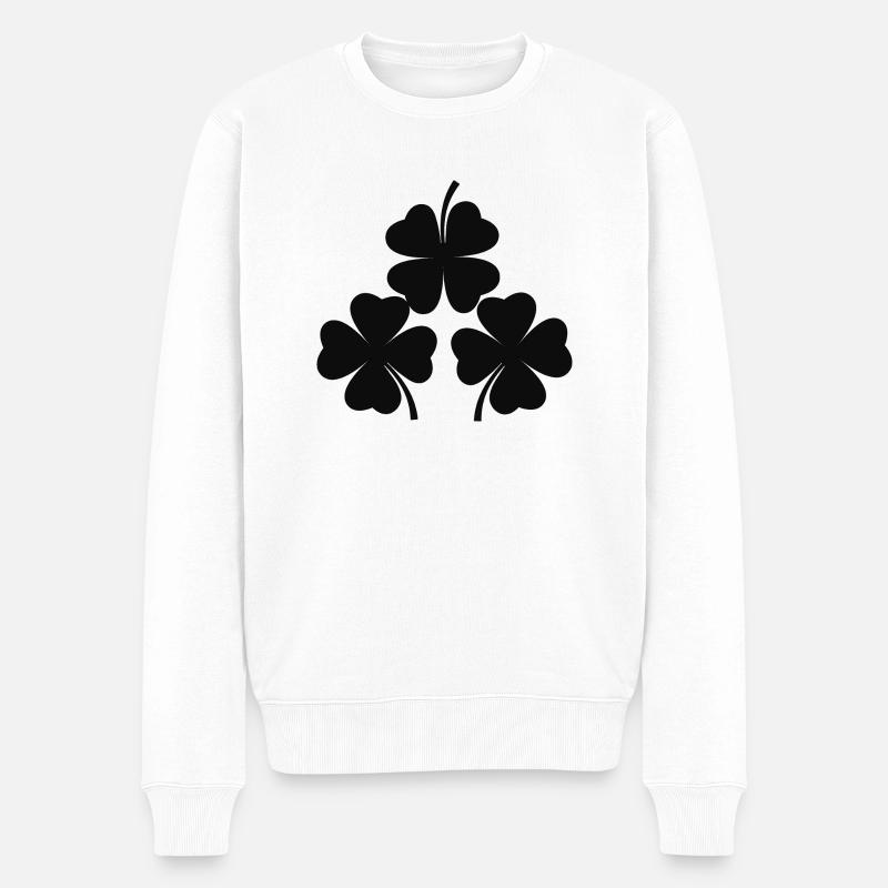 schwarze kleeblätter - Männer Premium Bio Pullover - Weiß