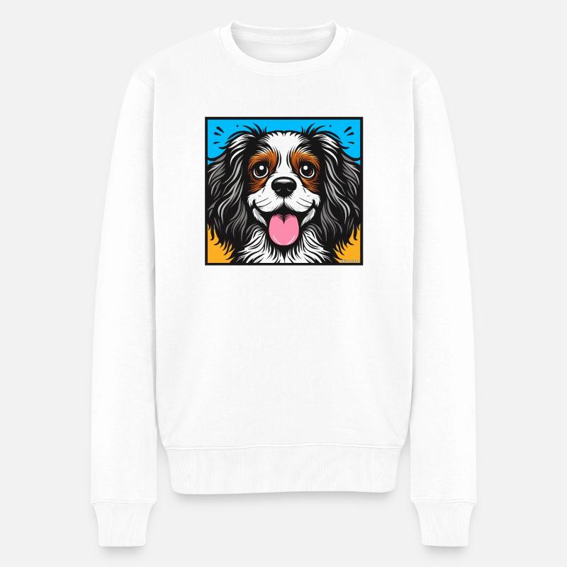 Roi Charles Cavalier Pop art - Pull Premium bio Homme - blanc