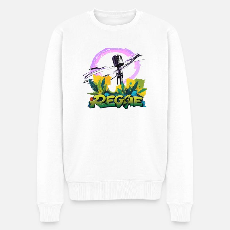 Reggae Mikrofon - Männer Premium Bio Pullover - Weiß