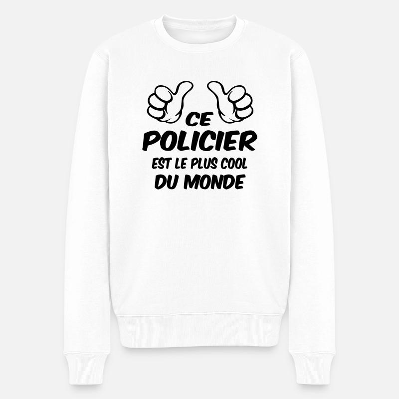 MEILLEUR POLICIER - Pull Premium bio Homme - blanc