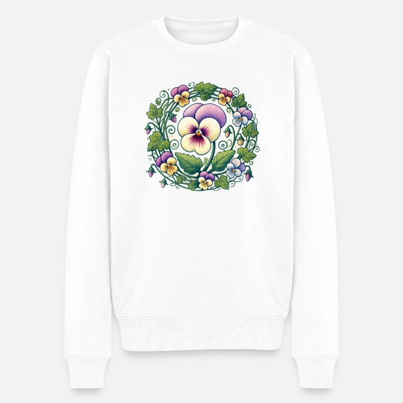 Stiefmütterchen - Männer Premium Bio Pullover - Weiß