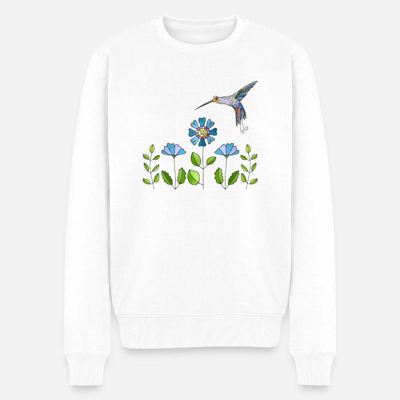 Bunter Vogel - Männer Premium Bio Pullover - Weiß