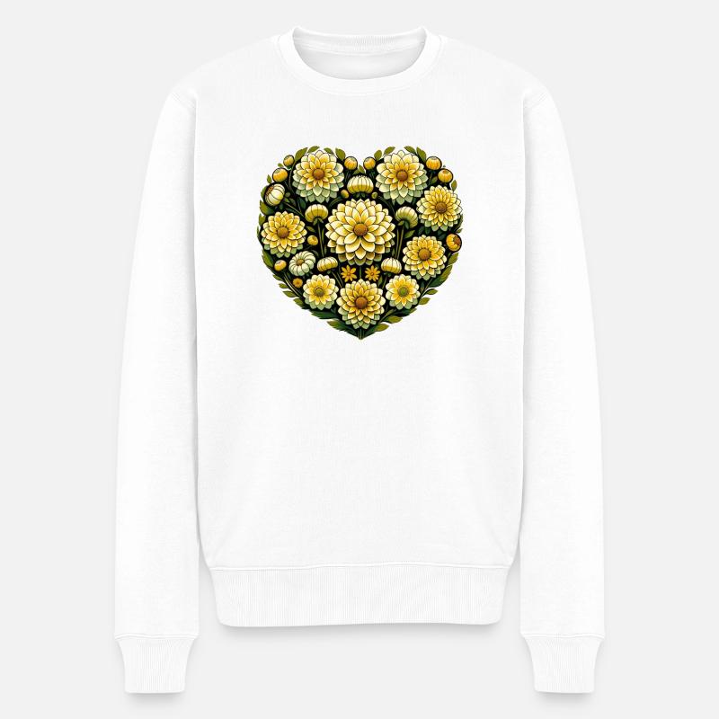 Dahlias - Pull Premium bio Homme - blanc