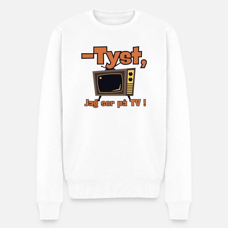-RUHIG, ich schaue fern! - Männer Premium Bio Pullover - Weiß