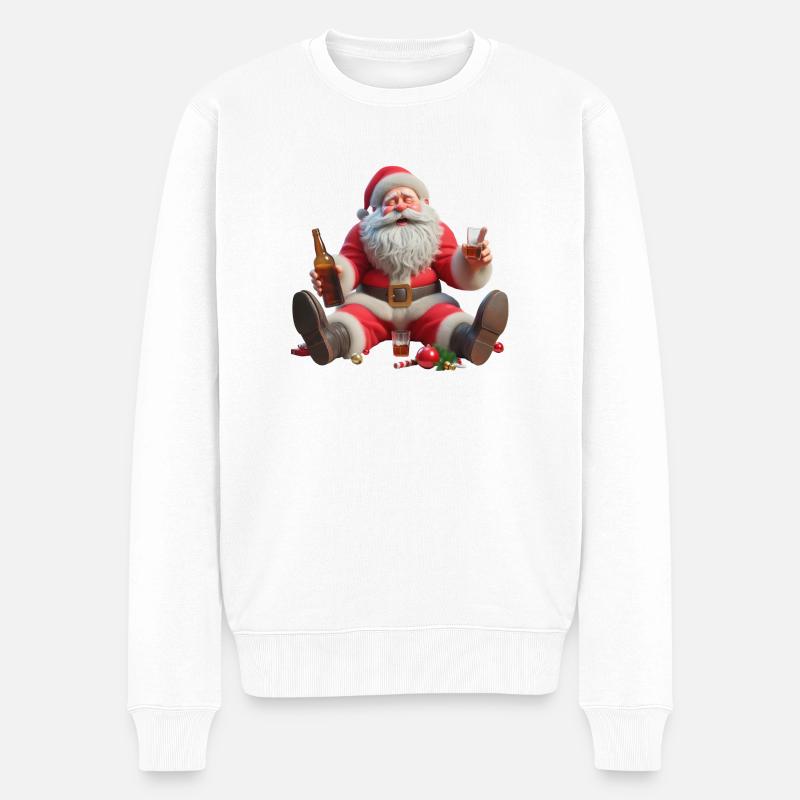 Père Noël ivre 2 - Pull Premium bio Homme - blanc