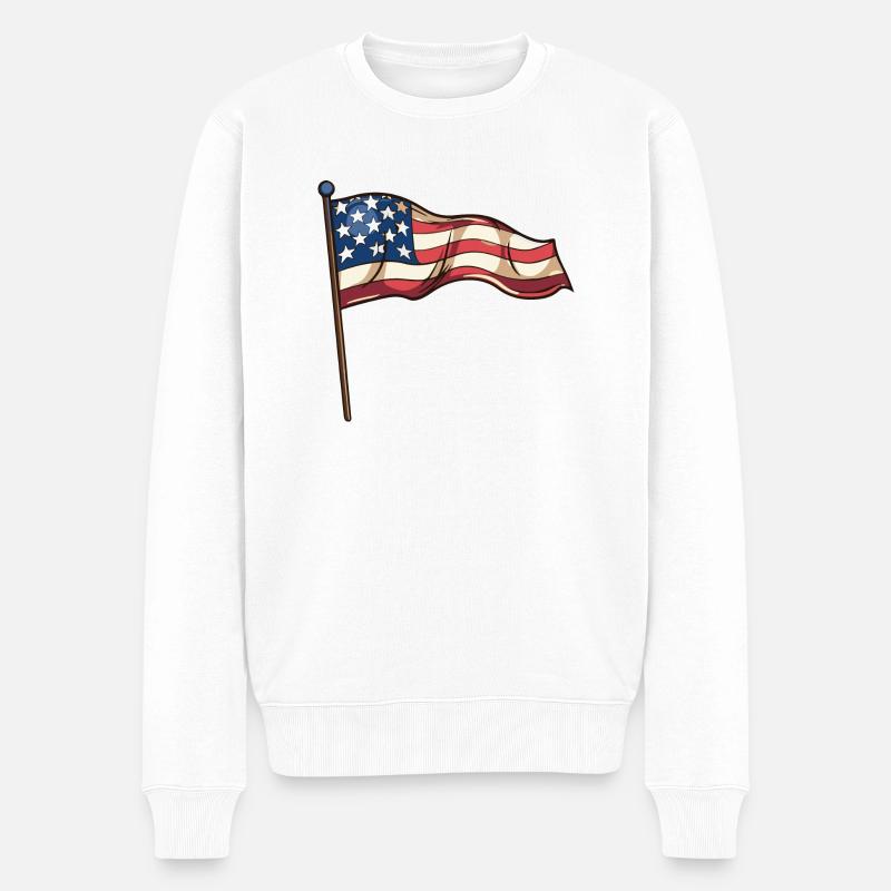 amerika fahne - Männer Premium Bio Pullover - Weiß
