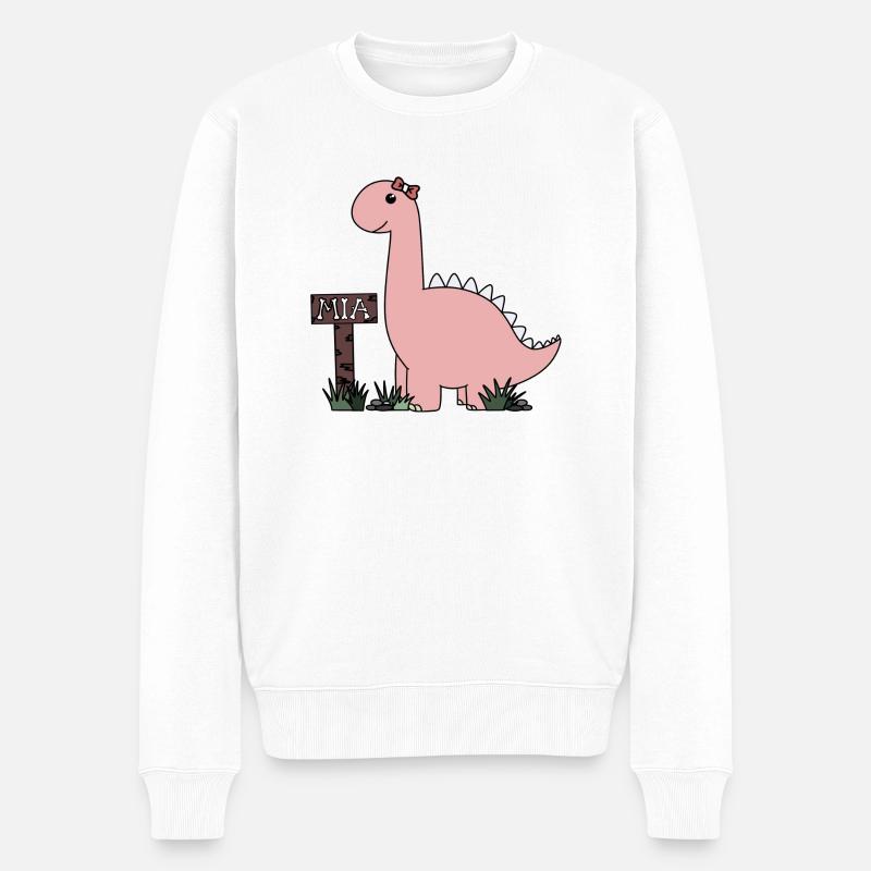 Dino Mia - Männer Premium Bio Pullover - Weiß