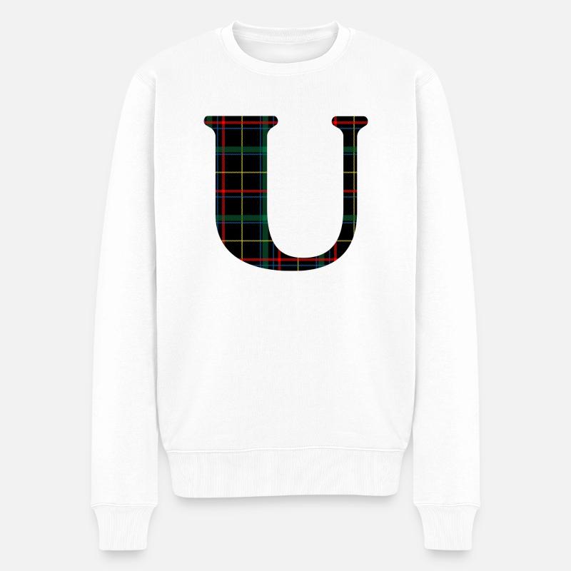 Monogramme u tartan écossais - Pull Premium bio Homme - blanc