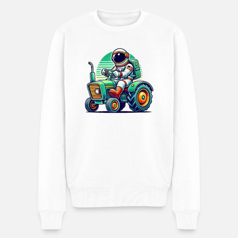 Astronaut Traktor - Männer Premium Bio Pullover - Weiß