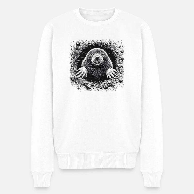 Maulwurf - Männer Premium Bio Pullover - Weiß