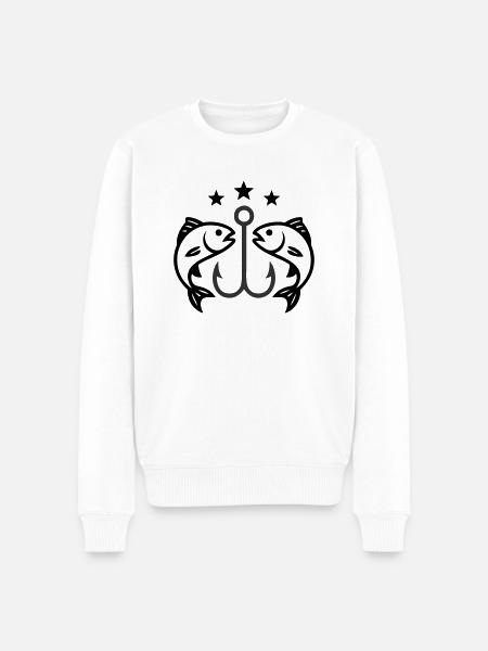Fish hook fish - Men's Premium Organic Jumper - white