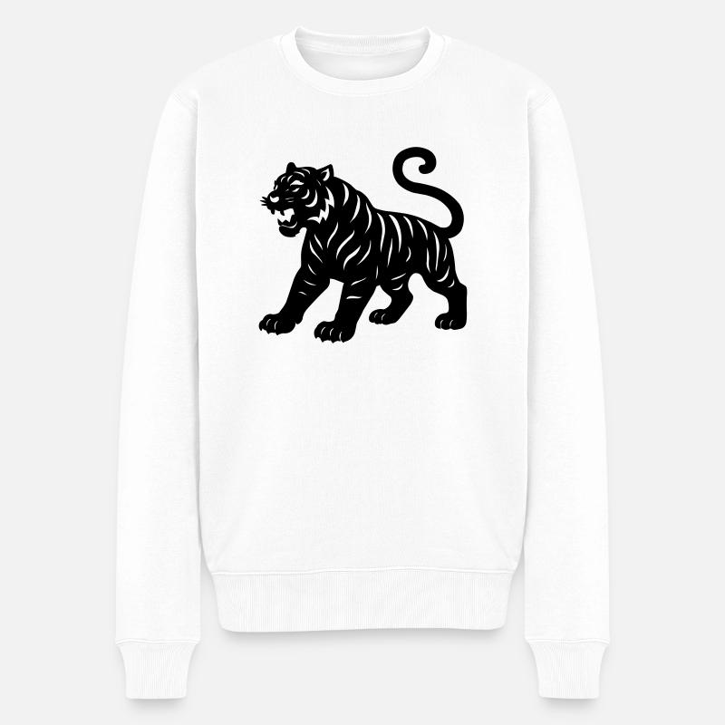 tiger - Männer Premium Bio Pullover - Weiß