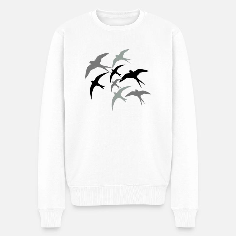 Schwalben Richtung Süden - Männer Premium Bio Pullover - Weiß