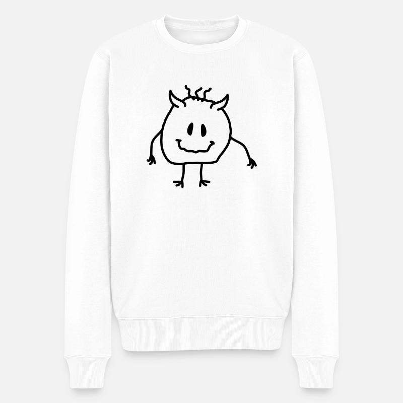 monstermann_1c - Männer Premium Bio Pullover - Weiß