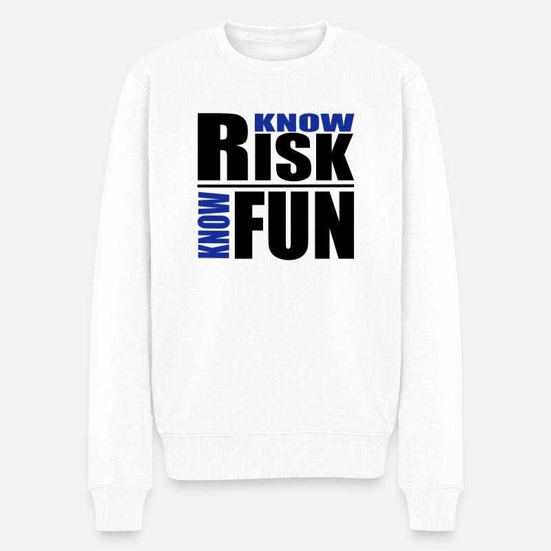 know risk - know fun - Männer Premium Bio Pullover - Weiß