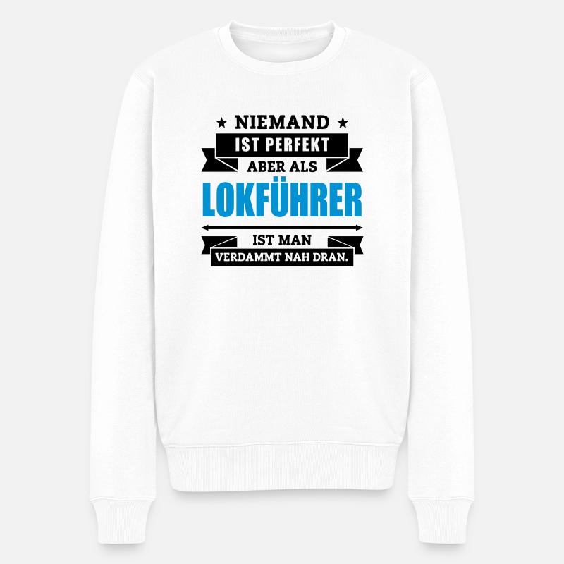 Funshirt Lokführer - Männer Premium Bio Pullover - Weiß