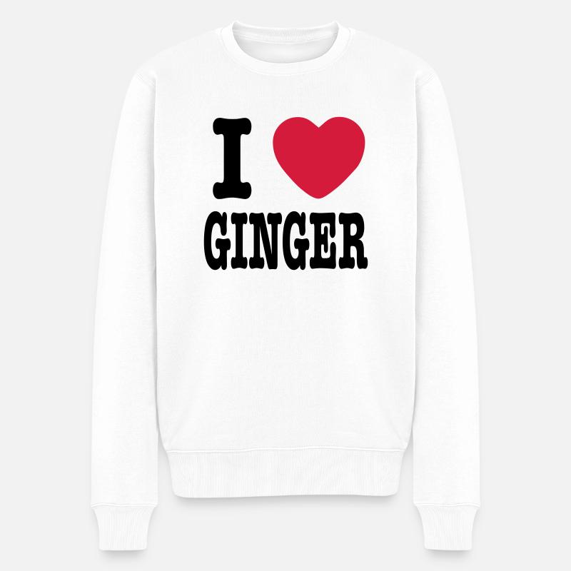Ich liebe Ingwer - Männer Premium Bio Pullover - Weiß