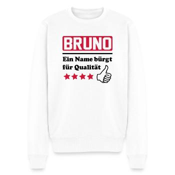 bruno - Männer Premium Bio Pullover - Weiß - Vorne - Thijin (182cm)