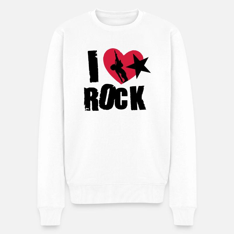 i love rock - Männer Premium Bio Pullover - Weiß