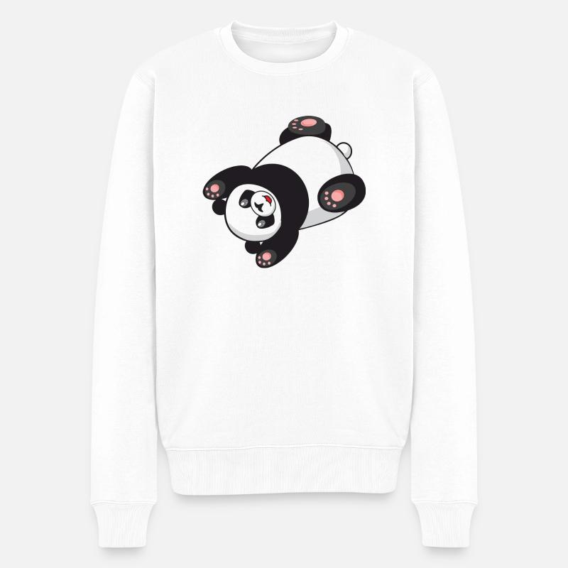 Süsser Panda - Männer Premium Bio Pullover - Weiß