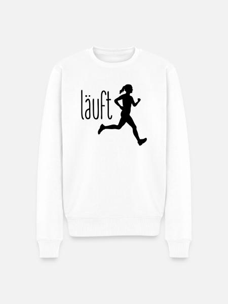 Jogging Frau läuft - Männer Premium Bio Pullover - Weiß