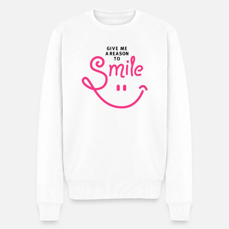smile - smiley - lachen - a reason to smile - 2C - Männer Premium Bio Pullover - Weiß