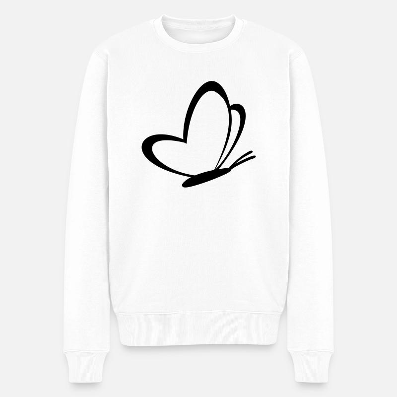Liebe - Schmetterling Herz - Männer Premium Bio Pullover - Weiß