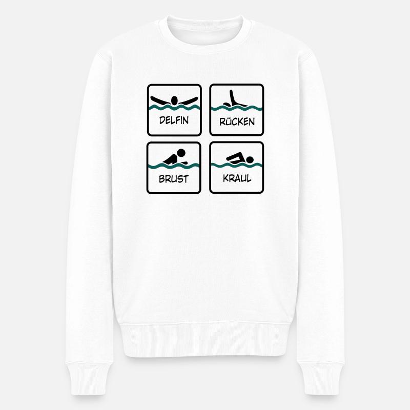 schwimmen T-Shirt - Männer Premium Bio Pullover - Weiß