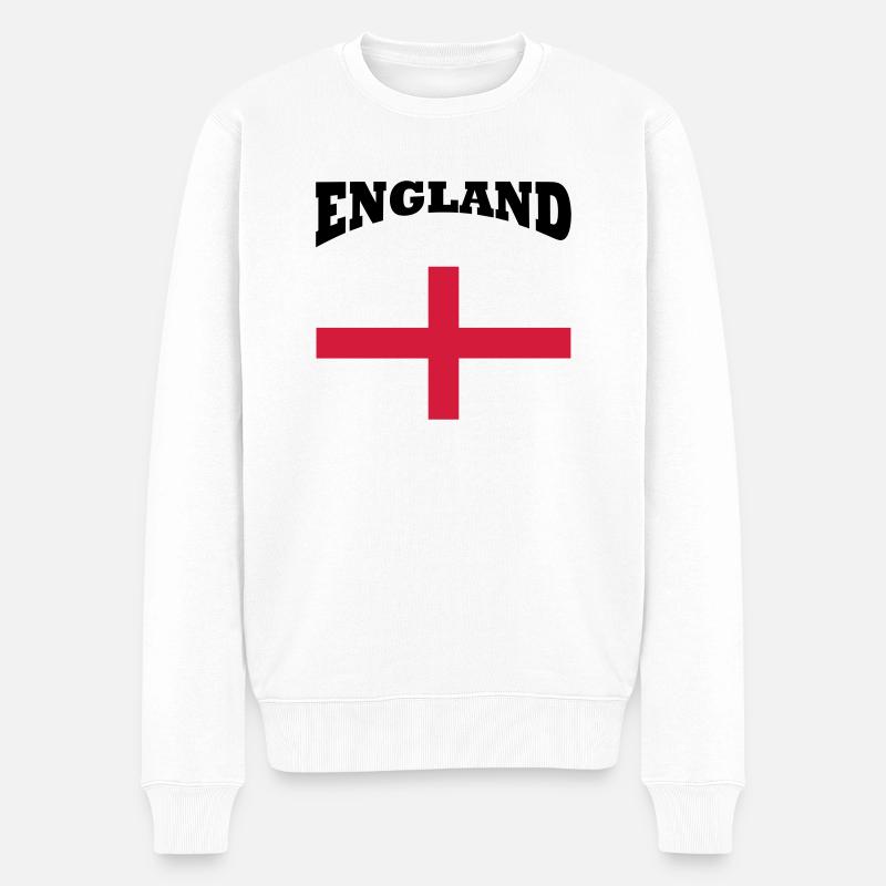 England + cross - Männer Premium Bio Pullover - Weiß
