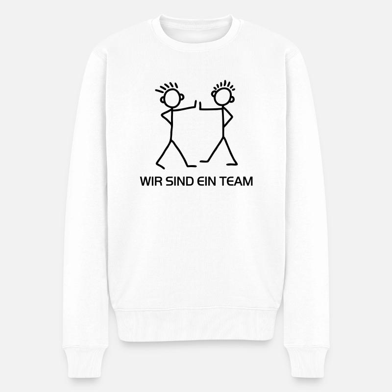 Strichmännchen - Wir sind ein Team - Männer Premium Bio Pullover - Weiß
