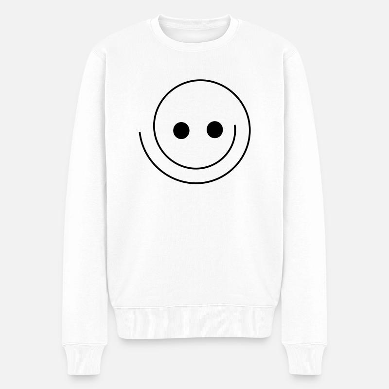 Smiley - Männer Premium Bio Pullover - Weiß
