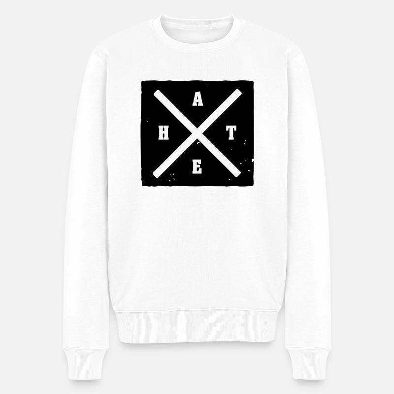 Hate - Männer Premium Bio Pullover - Weiß