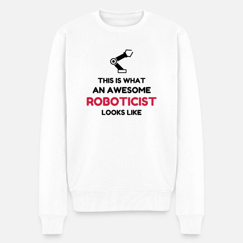 Robotik / Roboter / Robot / Robotics - Männer Premium Bio Pullover - Weiß