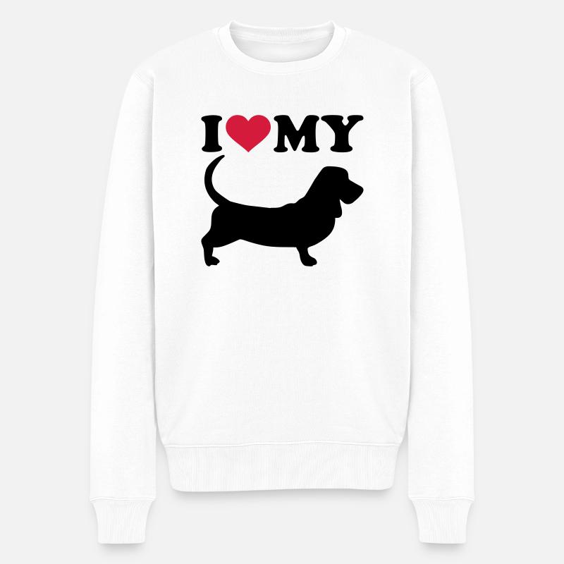 Basset Hound - Männer Premium Bio Pullover - Weiß